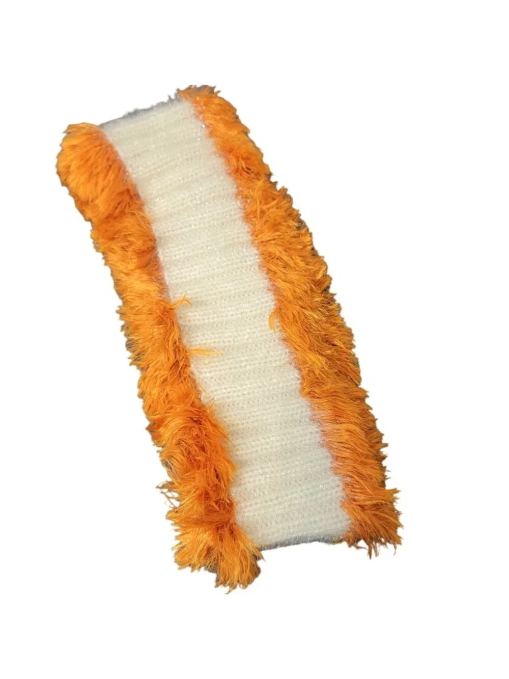 Orange Cream Fringe Cowl Women Winter Accessories Handmade Crochet Knit Scarf
